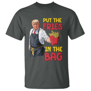Funny Trump French Fries 2024 T Shirt Put The Fries In The Bag Fast Food Worker TS02 Dark Heather Print Your Wear
