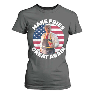 Funny Trump Fry 2024 T Shirt For Women Make Fries Great Again American Flag TS02 Dark Heather Print Your Wear