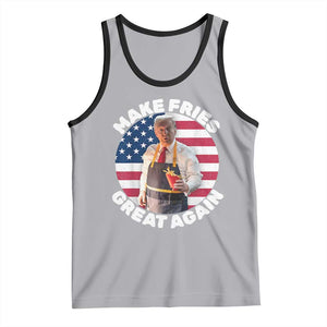 Funny Trump Fry 2024 Tank Top Make Fries Great Again American Flag TS02 Athletic Heather Black Print Your Wear