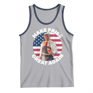 Funny Trump Fry 2024 Tank Top Make Fries Great Again American Flag TS02 Athletic Heather Navy Print Your Wear