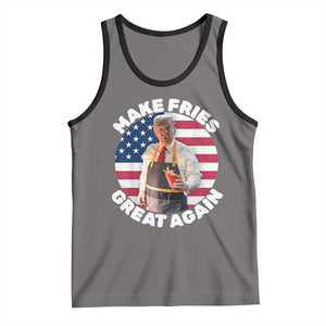 Funny Trump Fry 2024 Tank Top Make Fries Great Again American Flag TS02 Deep Heather Black Print Your Wear