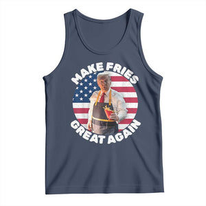 Funny Trump Fry 2024 Tank Top Make Fries Great Again American Flag TS02 Navy Print Your Wear