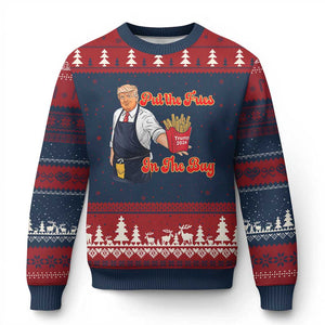 Funny Trump French Fry Ugly Christmas Sweater Fast Food Put The Fries In The Bag TS02 Navy Red Print Your Wear