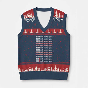 2026 2027 Will Be My Year Black V-Neck Knit Sweater Vest Funny New Year Motivation Comeback Energy TS02 Navy Red Print Your Wear