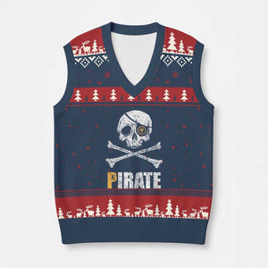 Funny Pirate Pi Cryptocurrency V-Neck Knit Sweater Vest Crypto Coins Blockchain Mining TS02 Navy Red Print Your Wear