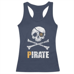Funny Pirate Pi Cryptocurrency Racerback Tank Top Crypto Coins Blockchain Mining TS02 Navy Print Your Wear
