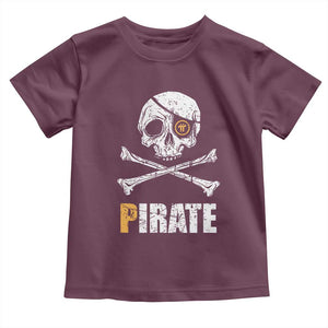 Funny Pirate Pi Cryptocurrency Toddler T Shirt Crypto Coins Blockchain Mining TS02 Maroon Print Your Wear