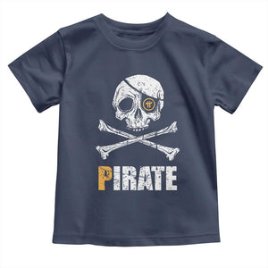 Funny Pirate Pi Cryptocurrency Toddler T Shirt Crypto Coins Blockchain Mining TS02 Navy Print Your Wear