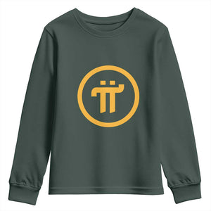 Pi Cryptocurrency Youth Sweatshirt Crypto Coins Network TS02 Dark Forest Green Print Your Wear