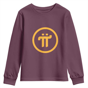 Pi Cryptocurrency Youth Sweatshirt Crypto Coins Network TS02 Maroon Print Your Wear