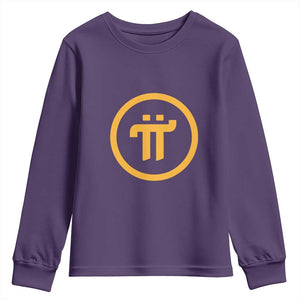 Pi Cryptocurrency Youth Sweatshirt Crypto Coins Network TS02 Purple Print Your Wear