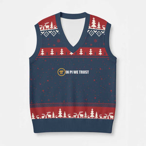 In Pi We Trust Cryptocurrency V-Neck Knit Sweater Vest Crypto Coins Blockchain Mining TS02 Navy Red Print Your Wear