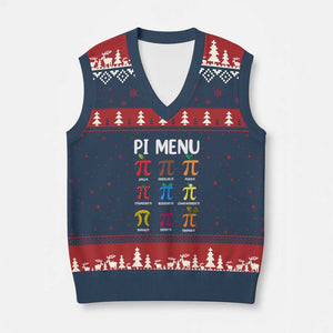 Funny Number Pi V-Neck Knit Sweater Vest Pi Menu 3.14 Pi Symbol - Math Teacher Happy Pi Day TS02 Navy Red Print Your Wear