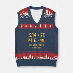 Funny Number Pi V-Neck Knit Sweater Vest Pi 3.14 Equal Pie Coincidence I Think Not Math Pun TS02 Navy Red Print Your Wear