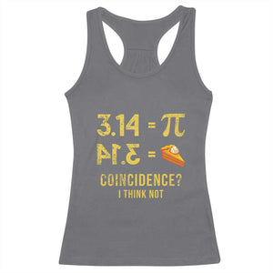 Funny Number Pi Racerback Tank Top Pi 3.14 Equal Pie Coincidence I Think Not Math Pun TS02 Charcoal Print Your Wear
