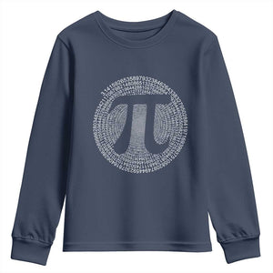 Funny Number Pi Youth Sweatshirt Pi 3.14 Pi Number Symbol Math Science Gift TS02 Navy Print Your Wear