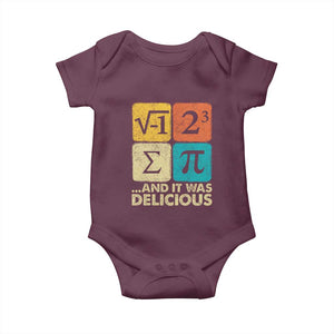 Funny Number Pi Baby Onesie I Ate Some Pie and It Was Delicious Funny PI Day Math Pun TS02 Maroon Print Your Wear