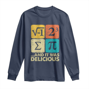 Funny Number Pi Long Sleeve Shirt I Ate Some Pie and It Was Delicious Funny PI Day Math Pun TS02 Navy Print Your Wear
