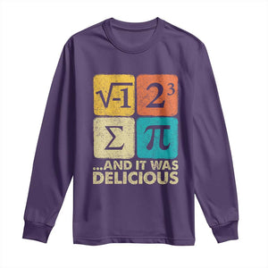 Funny Number Pi Long Sleeve Shirt I Ate Some Pie and It Was Delicious Funny PI Day Math Pun TS02 Purple Print Your Wear