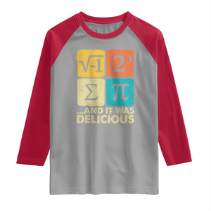 Funny Number Pi Raglan Shirt I Ate Some Pie and It Was Delicious Funny PI Day Math Pun TS02 Sport Gray Red Print Your Wear