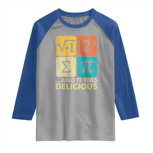 Funny Number Pi Raglan Shirt I Ate Some Pie and It Was Delicious Funny PI Day Math Pun TS02 Sport Gray Royal Print Your Wear