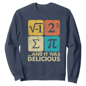Funny Number Pi Sweatshirt I Ate Some Pie and It Was Delicious Funny PI Day Math Pun TS02 Navy Print Your Wear