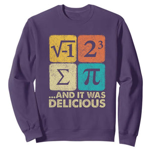 Funny Number Pi Sweatshirt I Ate Some Pie and It Was Delicious Funny PI Day Math Pun TS02 Purple Print Your Wear