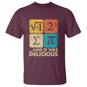 Funny Number Pi T Shirt I Ate Some Pie and It Was Delicious Funny PI Day Math Pun TS02 Maroon Print Your Wear