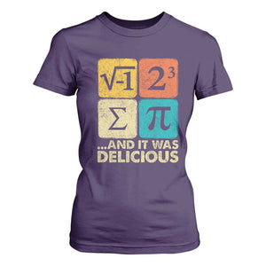 Funny Number Pi T Shirt For Women I Ate Some Pie and It Was Delicious Funny PI Day Math Pun TS02 Purple Print Your Wear