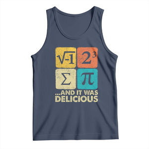 Funny Number Pi Tank Top I Ate Some Pie and It Was Delicious Funny PI Day Math Pun TS02 Navy Print Your Wear