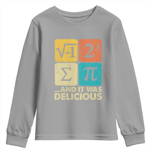 Funny Number Pi Youth Sweatshirt I Ate Some Pie and It Was Delicious Funny PI Day Math Pun TS02 Sport Gray Print Your Wear