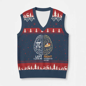 Funny Pi Day V-Neck Knit Sweater Vest Left Vs Right Brain Pie Shirt Math Geek Gift TS02 Navy Red Print Your Wear