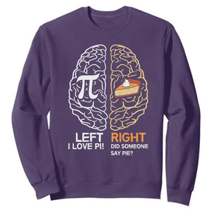 Funny Pi Day Sweatshirt Left Vs Right Brain Pie Shirt Math Geek Gift TS02 Purple Print Your Wear