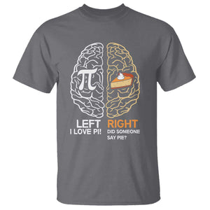 Funny Pi Day T Shirt Left Vs Right Brain Pie Shirt Math Geek Gift TS02 Charcoal Print Your Wear