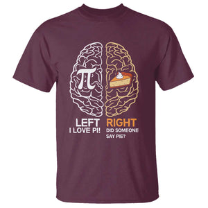Funny Pi Day T Shirt Left Vs Right Brain Pie Shirt Math Geek Gift TS02 Maroon Print Your Wear