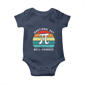 Funny Number Pi Baby Onesie Retro Irrational But Well Rounded Pi Day Celebration Math TS02 Navy Print Your Wear