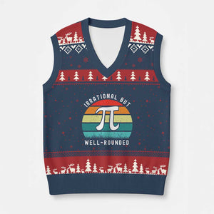 Funny Number Pi V-Neck Knit Sweater Vest Retro Irrational But Well Rounded Pi Day Celebration Math TS02 Navy Red Print Your Wear