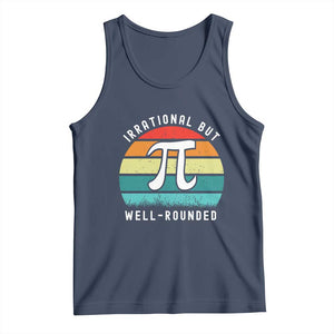 Funny Number Pi Tank Top Retro Irrational But Well Rounded Pi Day Celebration Math TS02 Navy Print Your Wear