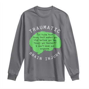 Traumatic Brain Injury Awareness Long Sleeve Shirt TBI Support TS02 Charcoal Print Your Wear