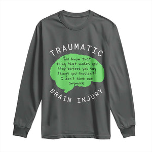 Traumatic Brain Injury Awareness Long Sleeve Shirt TBI Support TS02 Dark Heather Print Your Wear