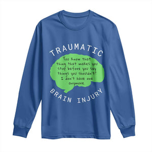 Traumatic Brain Injury Awareness Long Sleeve Shirt TBI Support TS02 Royal Blue Print Your Wear