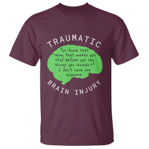 Traumatic Brain Injury Awareness T Shirt TBI Support TS02 Maroon Print Your Wear