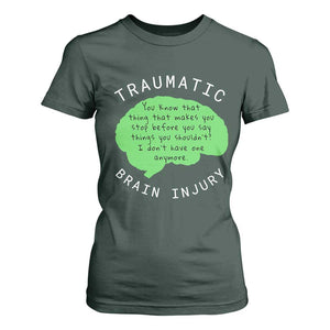 Traumatic Brain Injury Awareness T Shirt For Women TBI Support TS02 Dark Forest Green Print Your Wear
