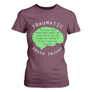 Traumatic Brain Injury Awareness T Shirt For Women TBI Support TS02 Maroon Print Your Wear