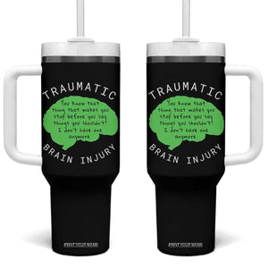 Traumatic Brain Injury Awareness Tumbler With Handle TBI Support TS02 One Size: 40 oz Black Print Your Wear