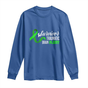 Traumatic Brain Injury Awareness Long Sleeve Shirt TBI Survivor TS02 Royal Blue Print Your Wear