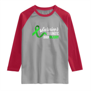 Traumatic Brain Injury Awareness Raglan Shirt TBI Survivor TS02 Sport Gray Red Print Your Wear