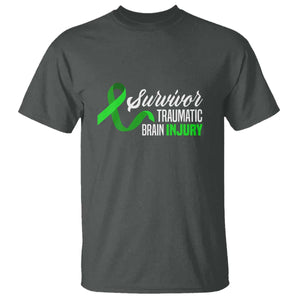 Traumatic Brain Injury Awareness T Shirt TBI Survivor TS02 Dark Heather Print Your Wear