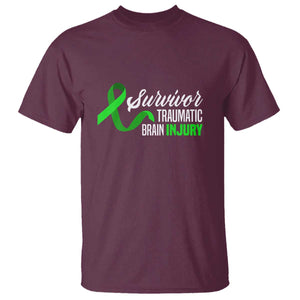Traumatic Brain Injury Awareness T Shirt TBI Survivor TS02 Maroon Print Your Wear