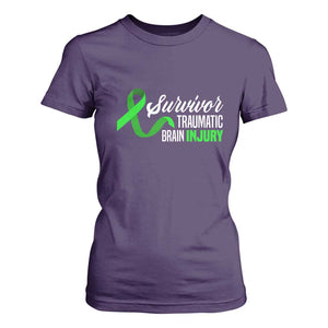 Traumatic Brain Injury Awareness T Shirt For Women TBI Survivor TS02 Purple Print Your Wear